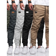 Men's Joggers Stylish Simple Sweatpants Casual Trousers Jogger Pants Solid Color With Elastic Waist Drawstring ArmyGreen Black Khaki Light gray Dark Gray