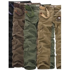 Men's Tactical Cargo Trousers Cargo Pants Pocket Multiple Pockets Solid Color Breathable Outdoor Full Length Pants Casual Daily Cotton Trousers Cargo ArmyGreen Black Micro-elastic