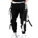 men's cargo pants Streetwear Embroidery Color Block Cotton jogging pants Trousers With Multi-pockets ribbon hiphop punk joggers sweatpants sport harem pants spring Fall