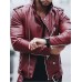Men's Jacket Outdoor Street Daily Spring Fall Regular Coat Regular Fit Thermal Warm Windproof Breathable Streetwear Sporty Casual Jacket Long Sleeve Solid Color Pocket Black Wine / Faux Leather