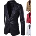 Men's Blazer Sport Jacket Sport Coat Smart Casual Regular Pocket Coat White Black Khaki Red Business Business Fall Single Breasted One-button Turndown  Faux Leather / Winter / Long Sleeve / Work